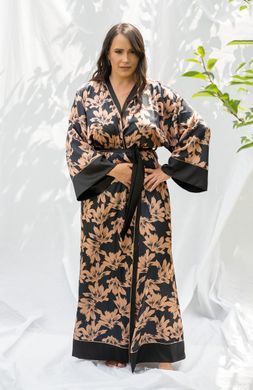 Красивый шелковый халат в пол Shato, Коричневый, S