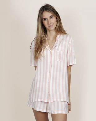 Женская пижама в полоску рубашка и шорты  Admas - 5