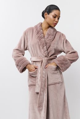 Длинный теплый халат с красивым воротником Demi Aruelle, ROSA ANTICO, M