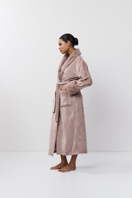 Длинный теплый халат с красивым воротником Demi Aruelle, ROSA ANTICO, M