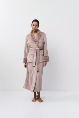 Длинный теплый халат с красивым воротником Demi Aruelle, ROSA ANTICO, M