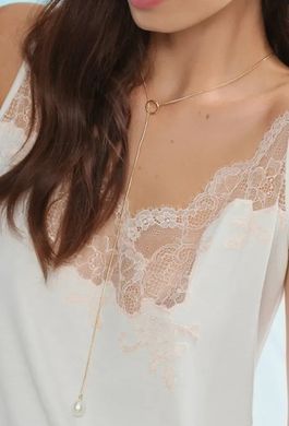 Пижамка топ и брюки из бамбука с красивым кружевом Effetto, Экрю, XS