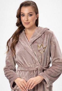 Плюшевый женский халат с капюшоном Wiktoria, Капучино, XXL