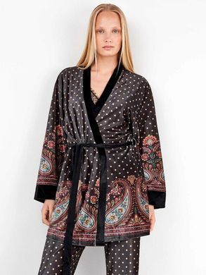 Велюровая пижама кардиган и брюки Gisela, Черный, L