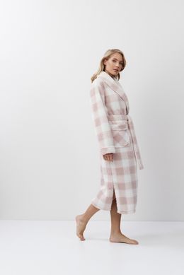 Довгий теплий халат у клітинку Laurenna Aruelle, Рожевий, S