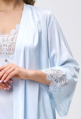 Короткий халат шовк Армані з мереживом Shato, Блакитний, XXL