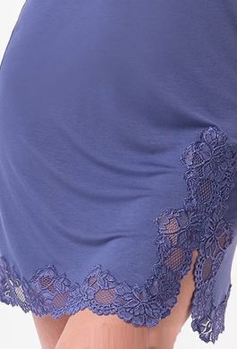 Сорочка на тонких бретельках з віскози з мереживом Shato, Синій, S