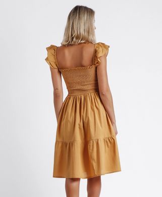 Платье с рюшами из хлопка песочного цвета Admas - 3