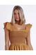 Платье с рюшами из хлопка песочного цвета Admas - 4