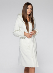 Теплий жіночий флісовий халат із капюшоном Shato, Білий, S