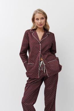 Пижама из полированного хлопка бордового цвета Georgette Aruelle, Бордовый, S