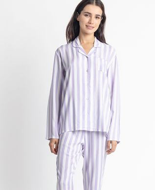 Классическая пижама в полоску с длинным рукавом Admas - 1