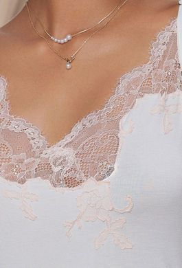 Нічна сорочка з бамбука з красивим мереживом Effetto, Экрю, XS