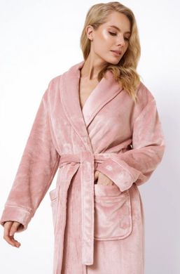 Теплий та затишний халат середньої довжини з плюшу Eva Aruelle, Рожевий, S